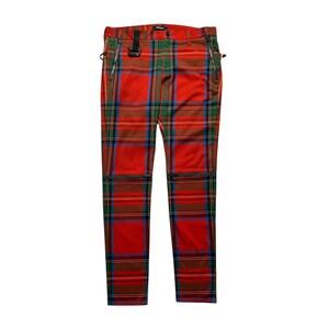Zippered plaid pant